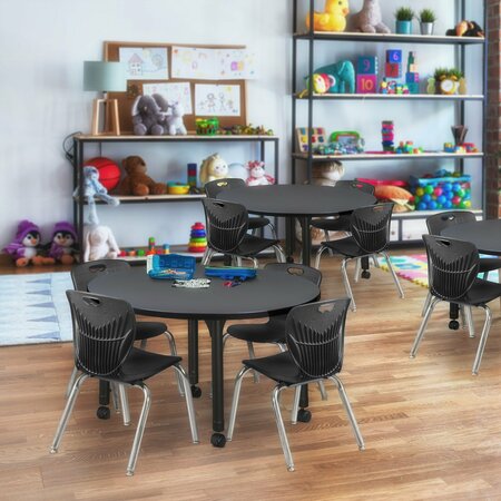 REGENCY Tables > Height Adjustable > Round Mobile Table & Chair Sets, 36 X 36 X 23-34, Grey TB36RNDGYAPCBK45BK